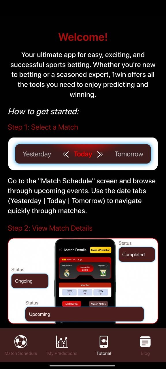 Tutorial screen